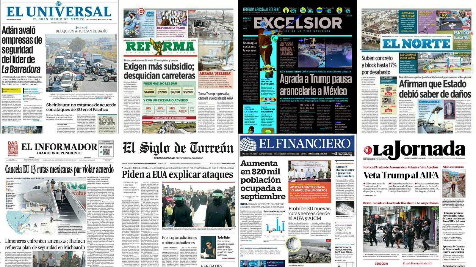 Portadas de periódicos impresos más importantes de México hoy