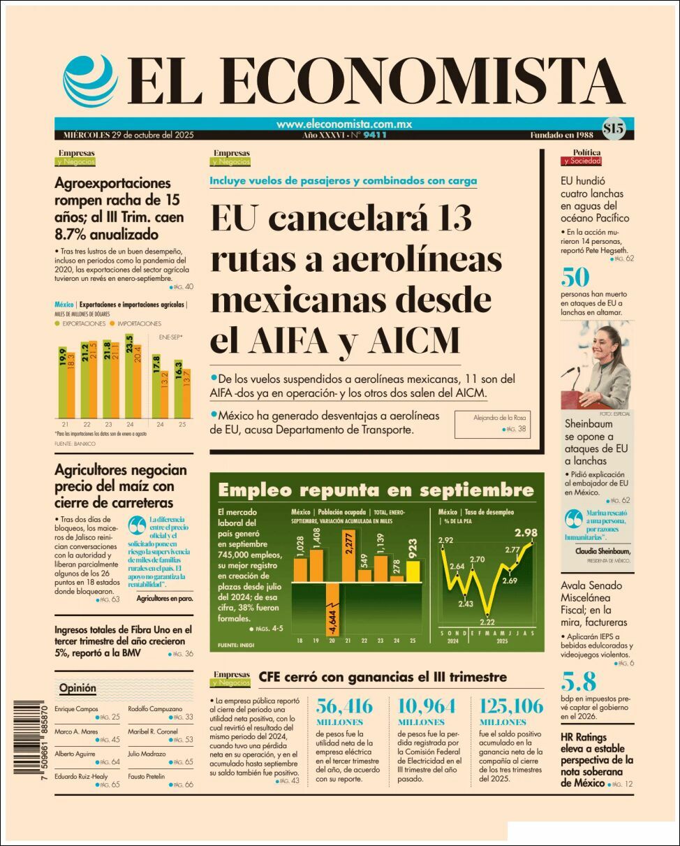 El Economista, edición del miércoles 29 de octubre de 2025 El Economista, edición del miércoles 29 de octubre de 2025