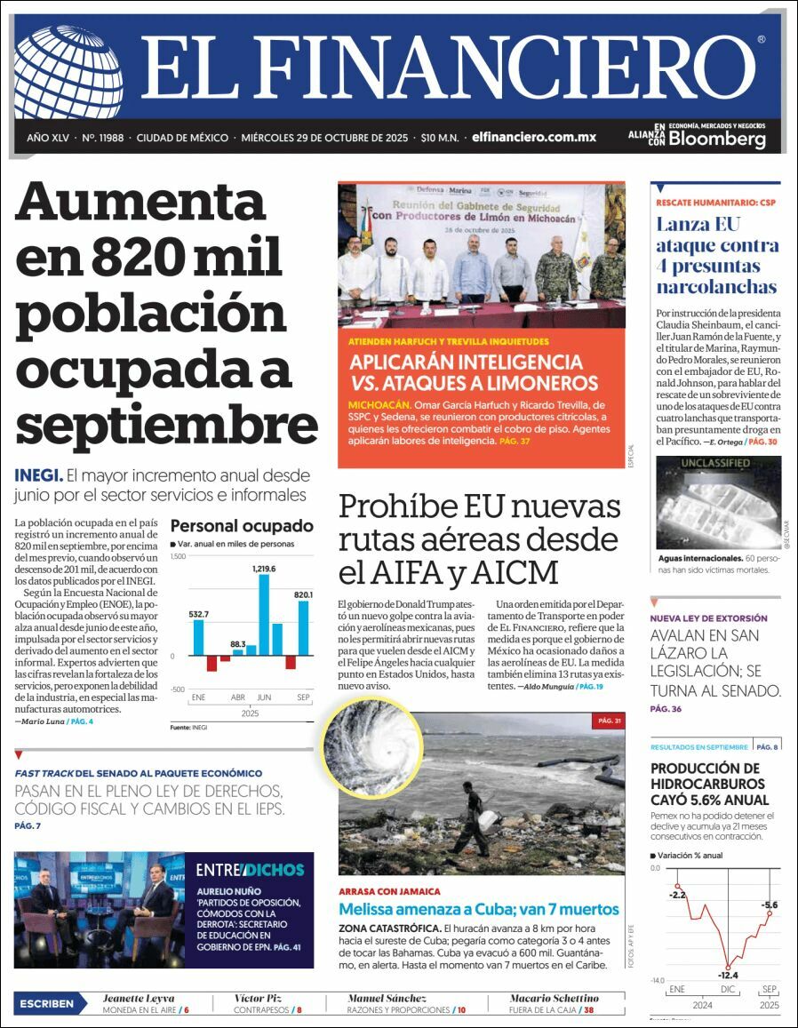 El Financiero, edición del miércoles 29 de octubre de 2025 El Financiero, edición del miércoles 29 de octubre de 2025