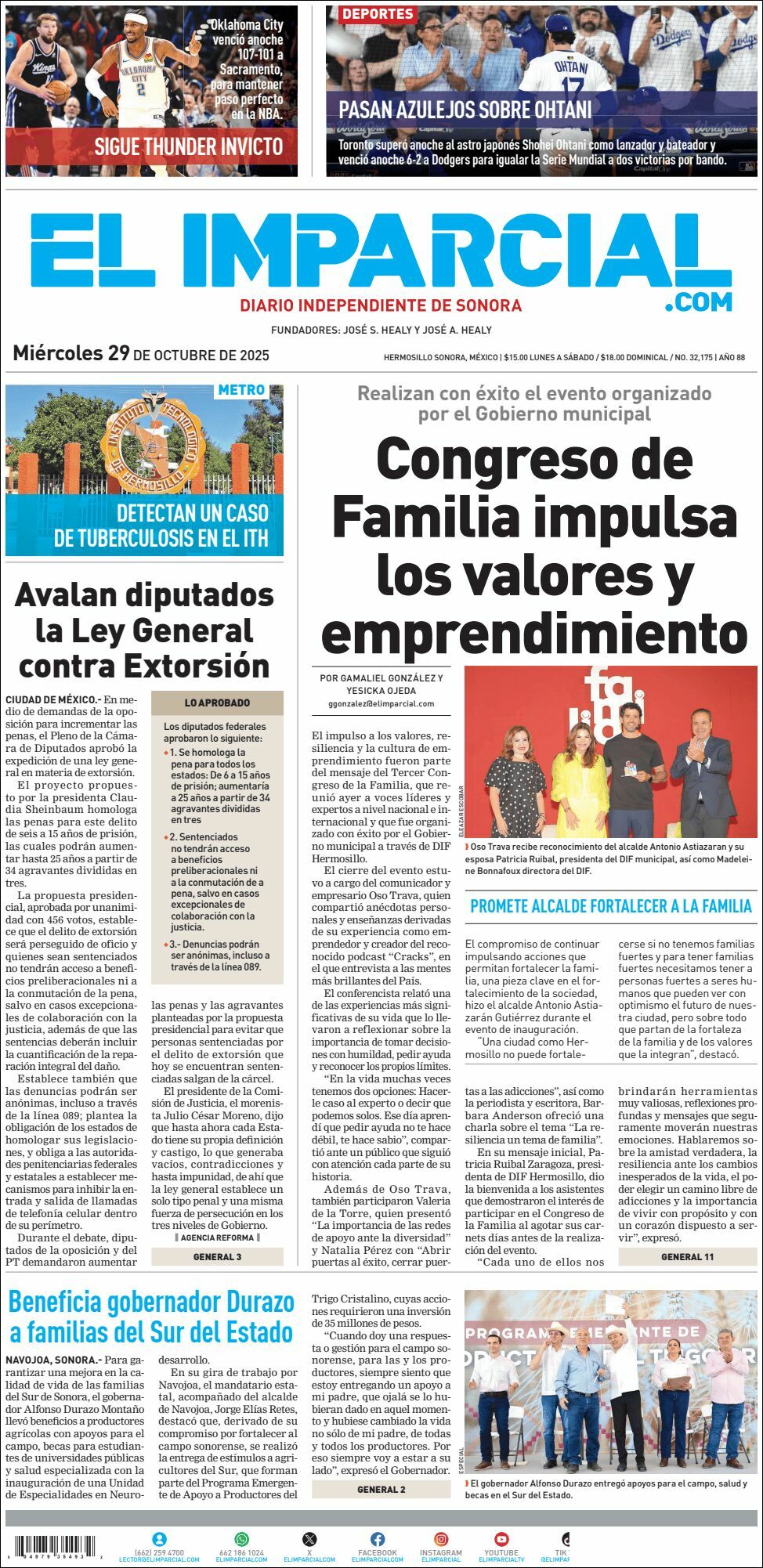 El Imparcial, edición del miércoles 29 de octubre de 2025 El Imparcial, edición del miércoles 29 de octubre de 2025