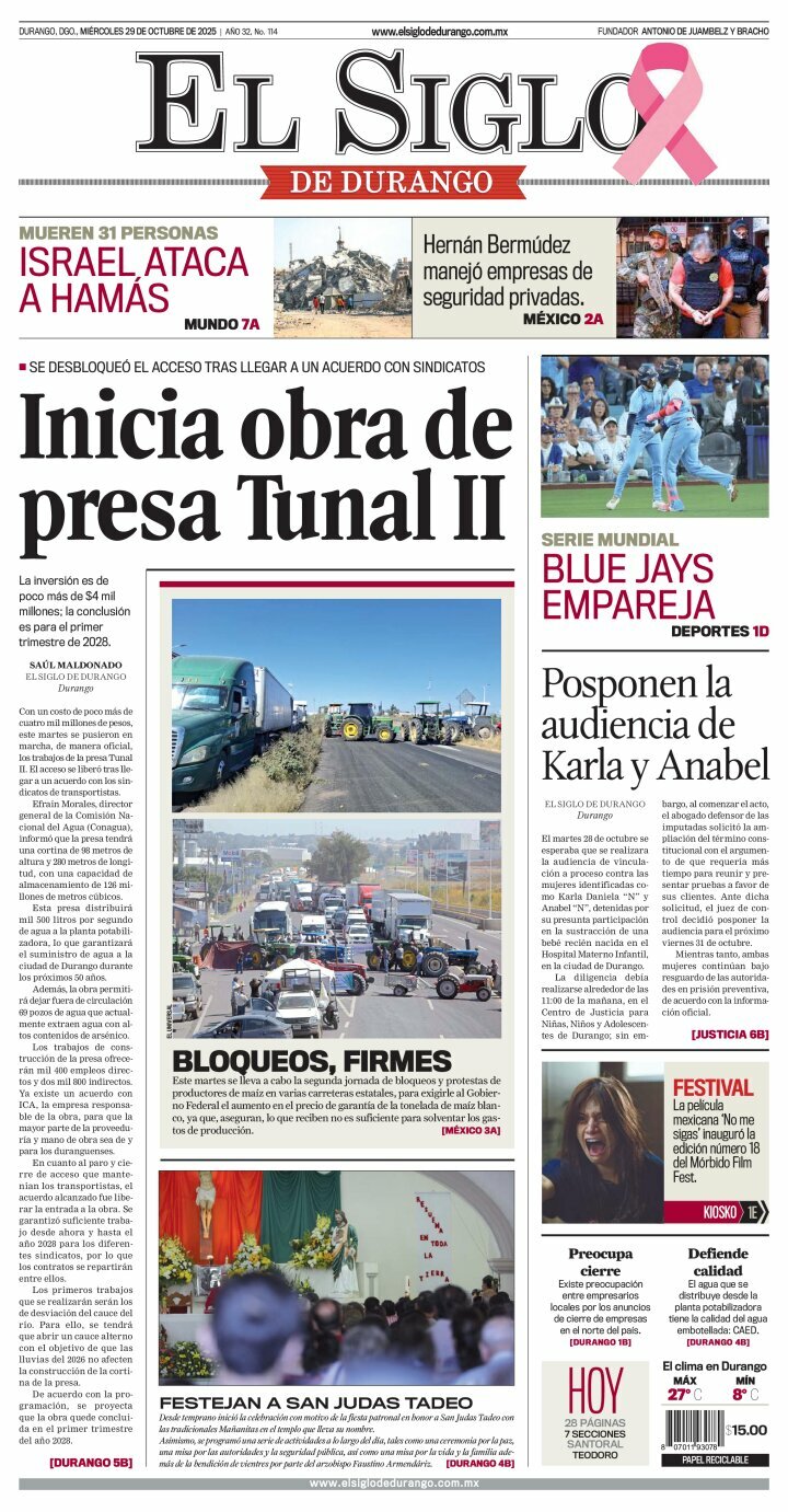 El Siglo de Durango, edición del miércoles 29 de octubre de 2025 El Siglo de Durango, edición del miércoles 29 de octubre de 2025
