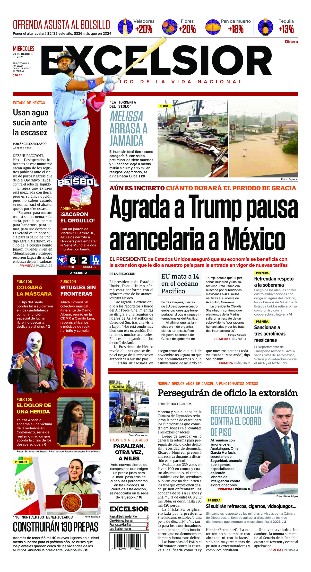 Excelsior, edición del miércoles 29 de octubre de 2025 Excelsior, edición del miércoles 29 de octubre de 2025