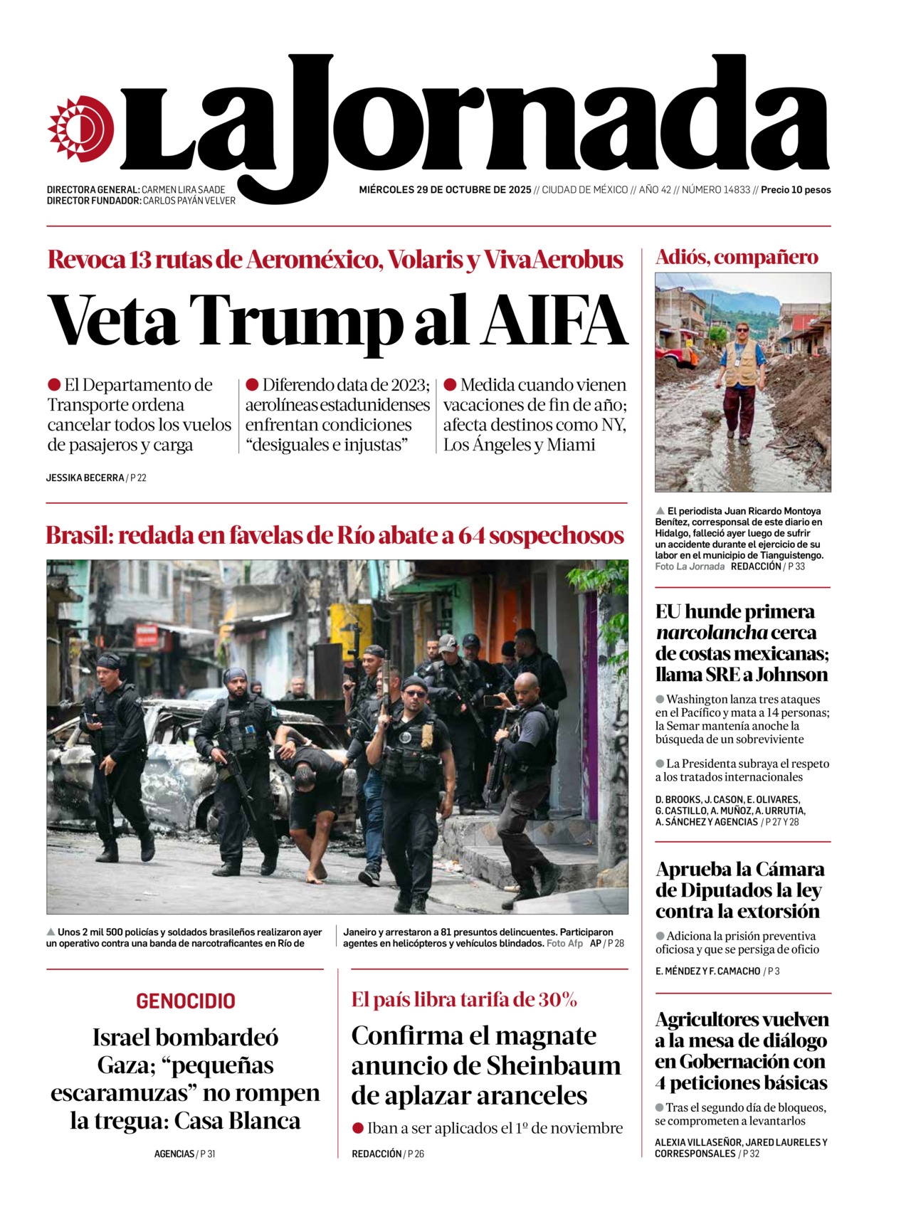 La Jornada, edición del miércoles 29 de octubre de 2025 La Jornada, edición del miércoles 29 de octubre de 2025