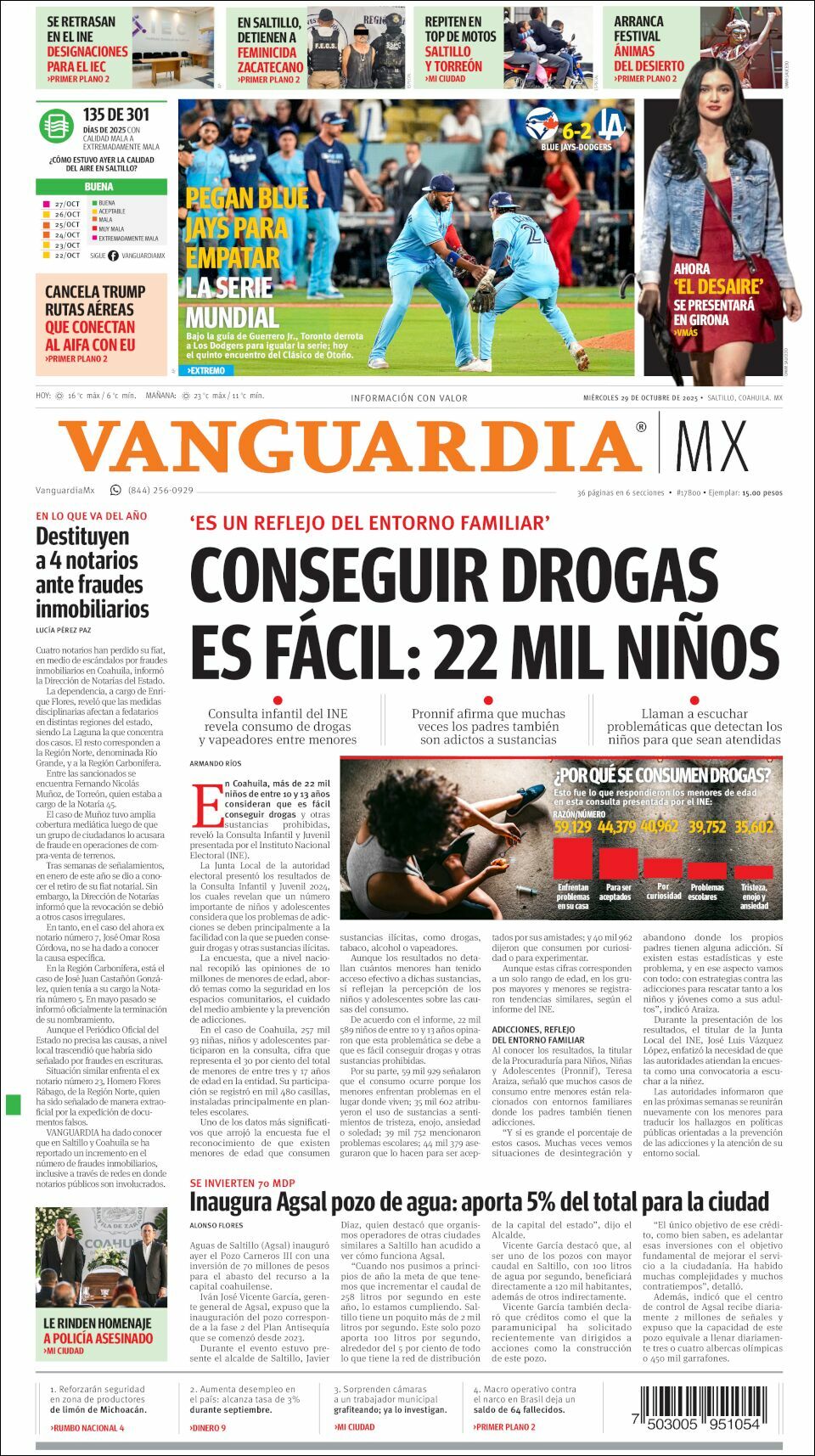 Vanguardia, edición del miércoles 29 de octubre de 2025 Vanguardia, edición del miércoles 29 de octubre de 2025