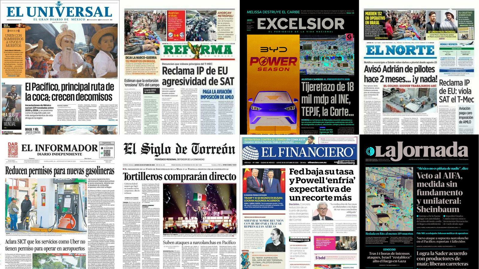 Portadas de periódicos impresos más importantes de México hoy