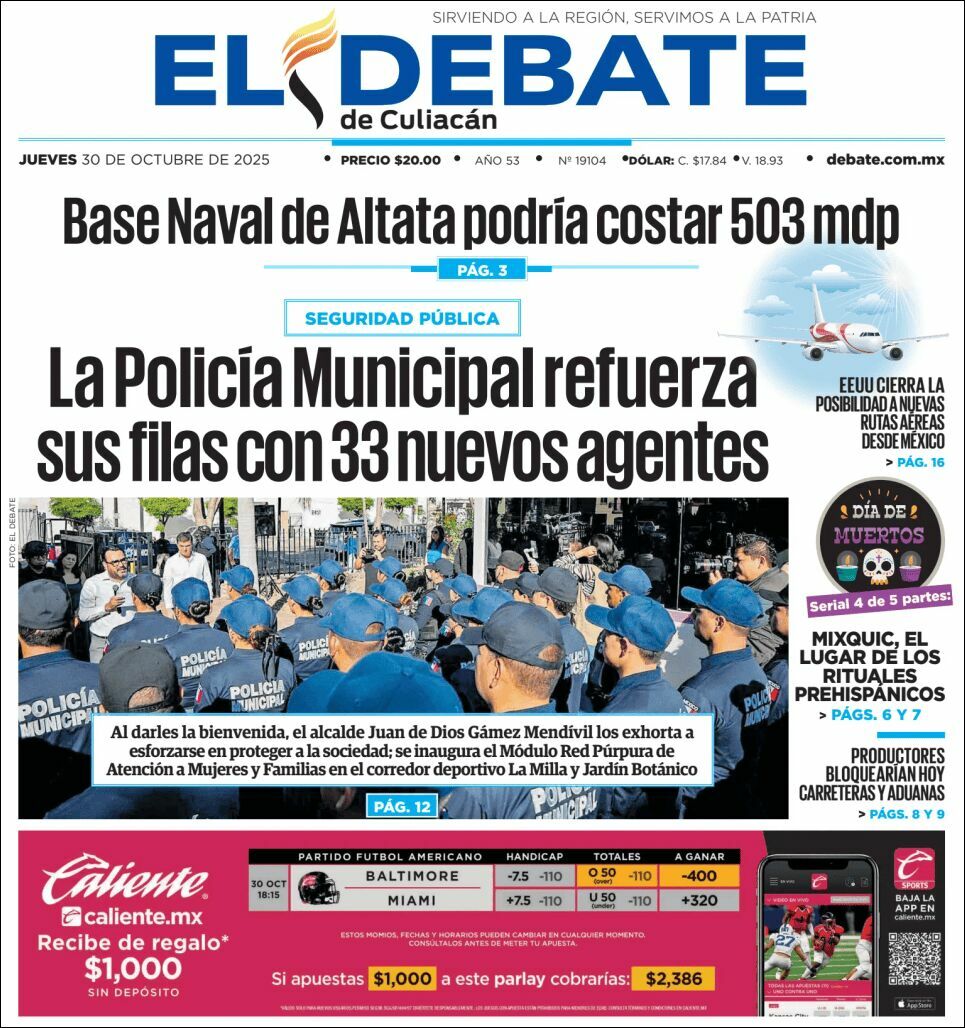 El Debate Culiacán, edición del jueves 30 de octubre de 2025 El Debate Culiacán, edición del jueves 30 de octubre de 2025