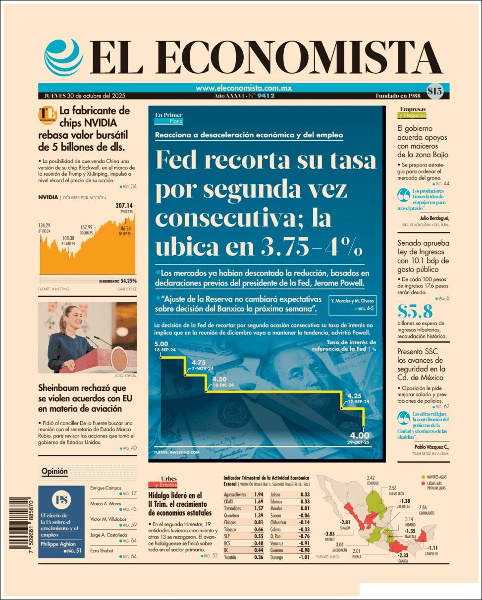 El Economista, edición del jueves 30 de octubre de 2025 El Economista, edición del jueves 30 de octubre de 2025