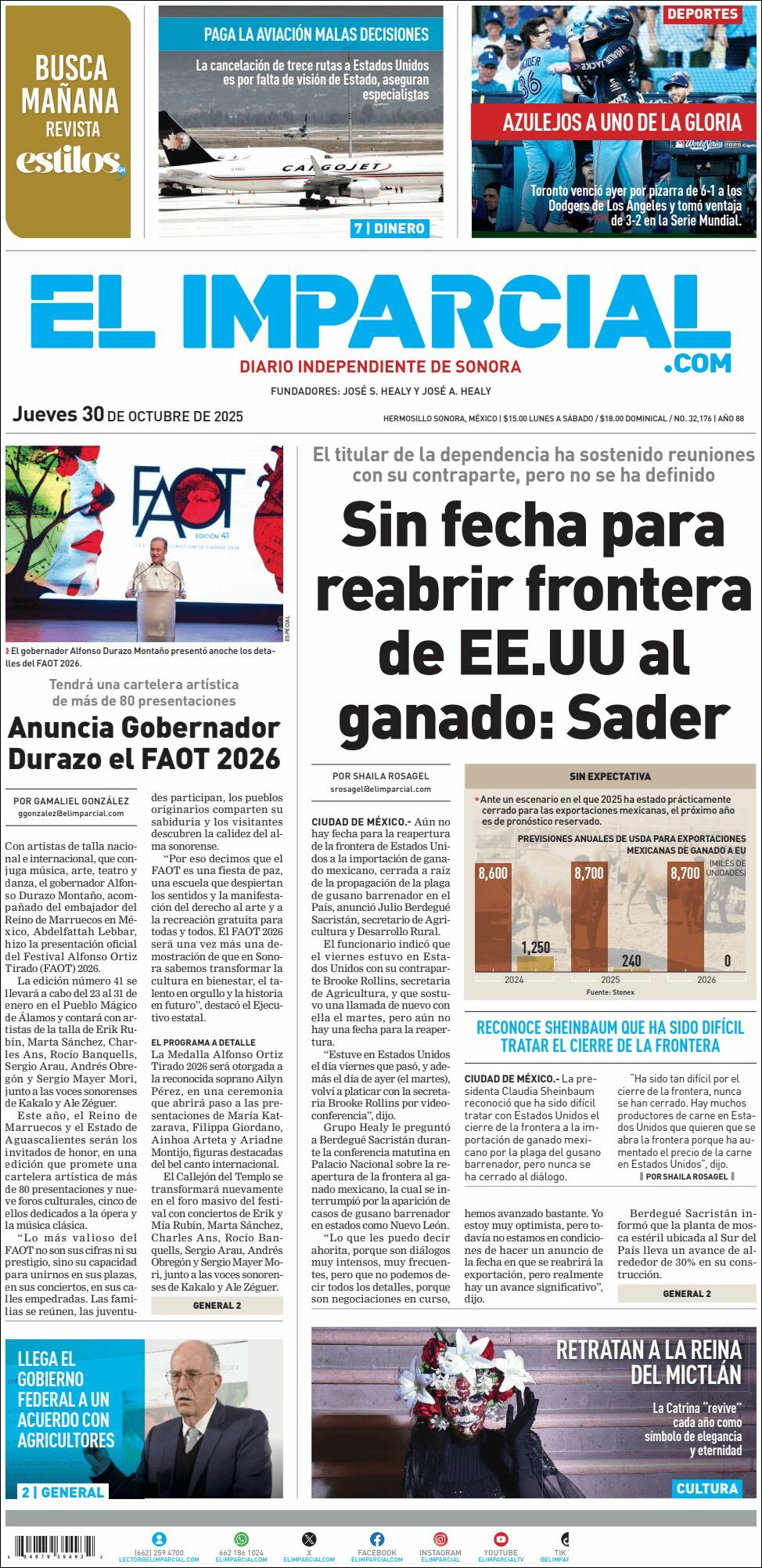 El Imparcial, edición del jueves 30 de octubre de 2025 El Imparcial, edición del jueves 30 de octubre de 2025