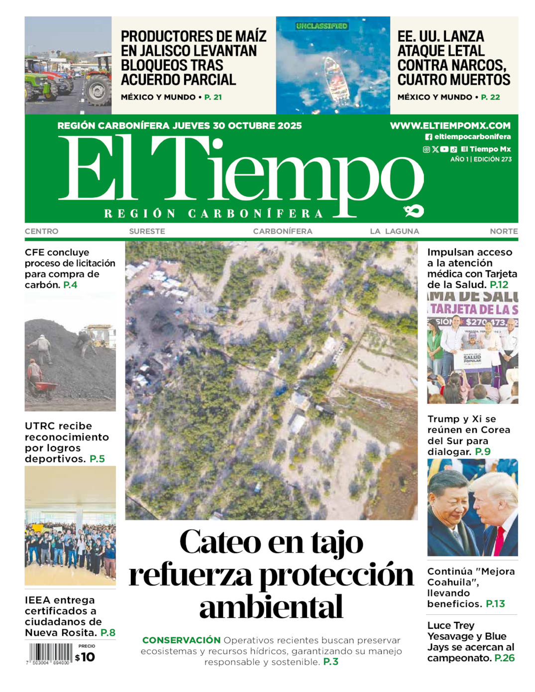 El Tiempo Región Carbonífera, edición del jueves 30 de octubre de 2025 El Tiempo Región Carbonífera, edición del jueves 30 de octubre de 2025