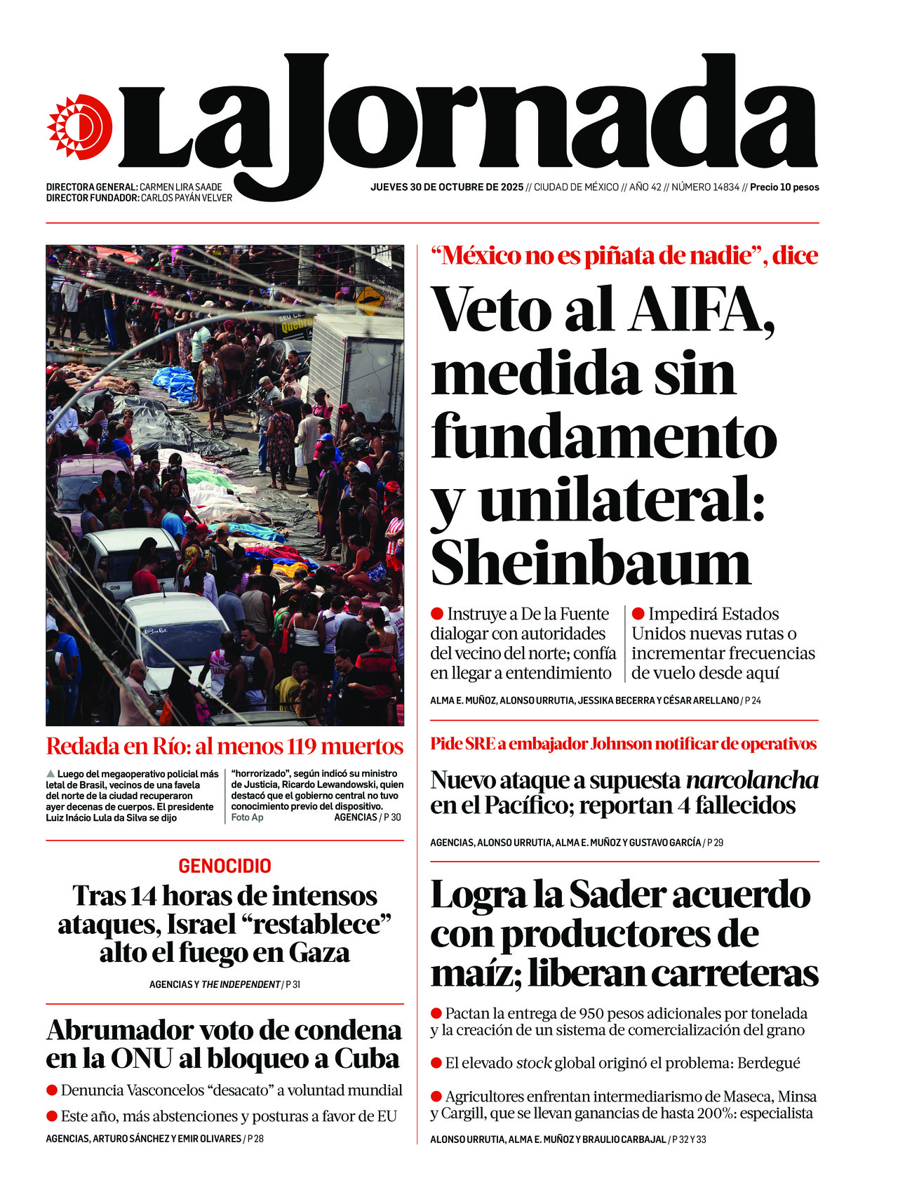 La Jornada, edición del jueves 30 de octubre de 2025 La Jornada, edición del jueves 30 de octubre de 2025