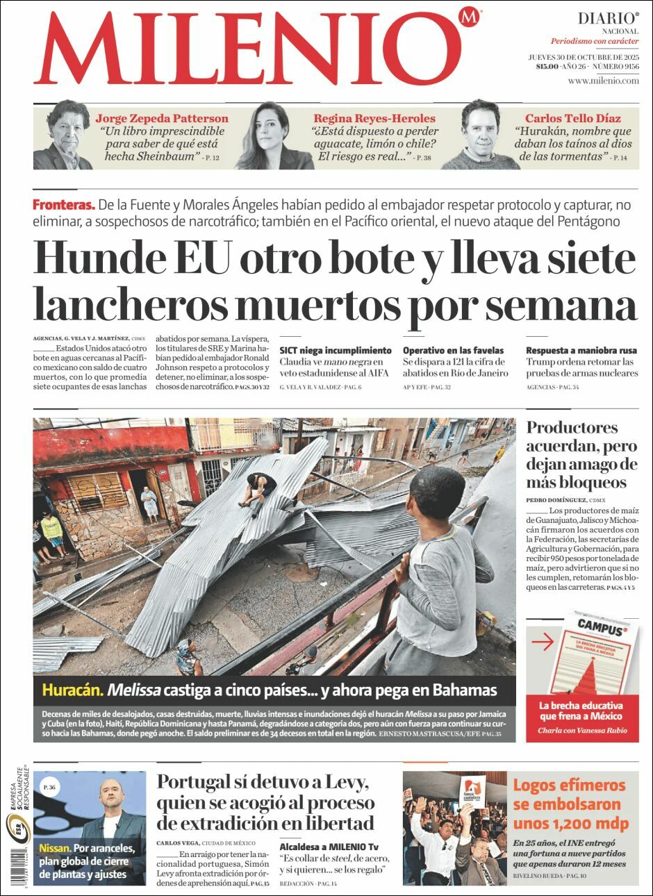 Milenio, edición del jueves 30 de octubre de 2025 Milenio, edición del jueves 30 de octubre de 2025