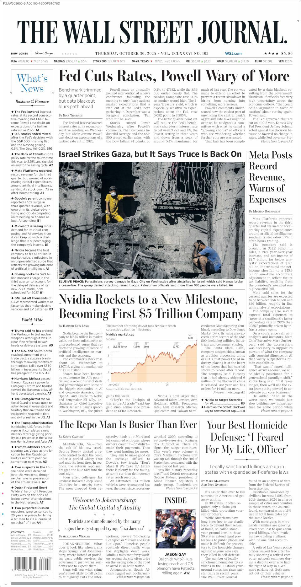 The Wall Street Journal, edición del jueves 30 de octubre de 2025 The Wall Street Journal, edición del jueves 30 de octubre de 2025