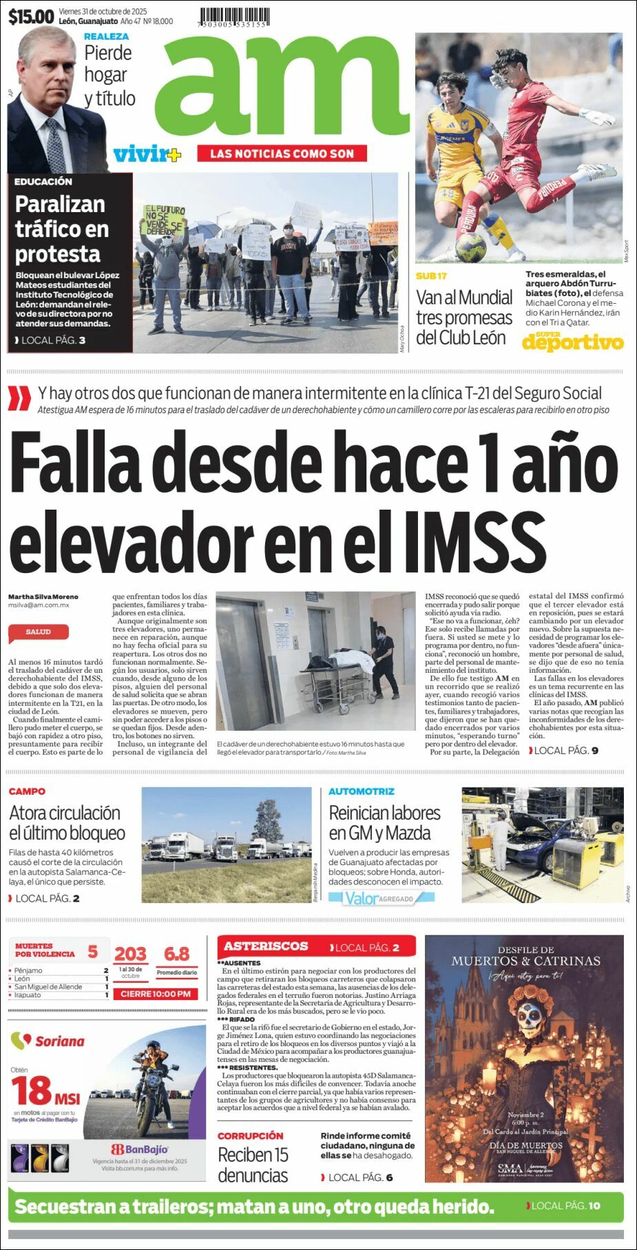 AM de León, edición del viernes 31 de octubre de 2025