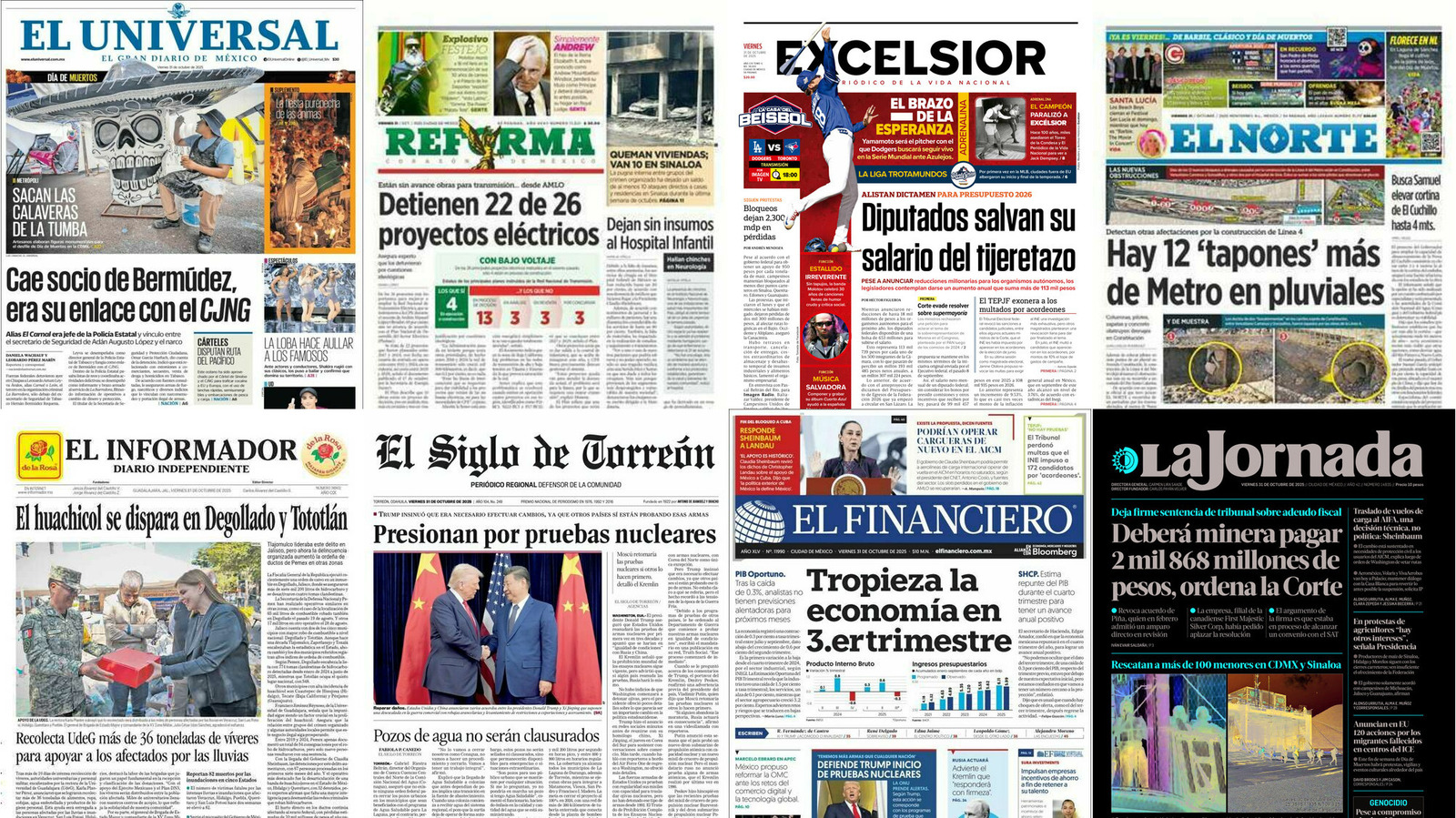 Portadas de periódicos impresos más importantes de México hoy