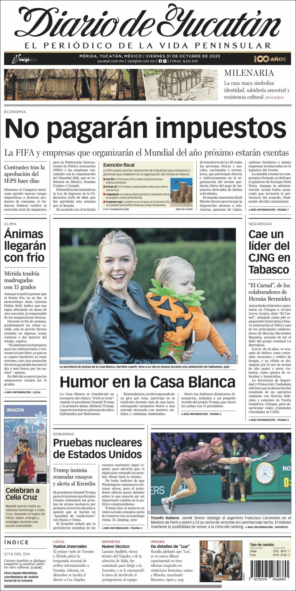 El Diario de Yucatán, edición del viernes 31 de octubre de 2025