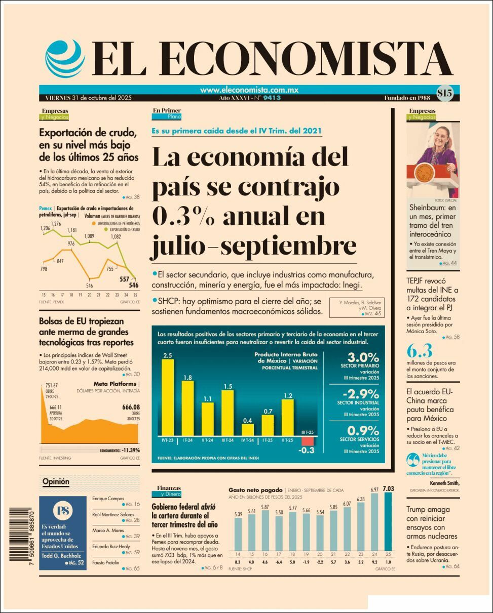 El Economista, edición del viernes 31 de octubre de 2025