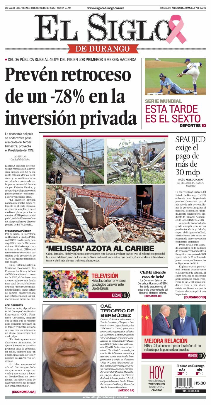 El Siglo de Durango, edición del viernes 31 de octubre de 2025