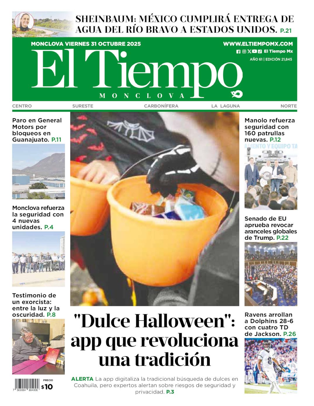 El Tiempo Monclova, edición del viernes 31 de octubre de 2025
