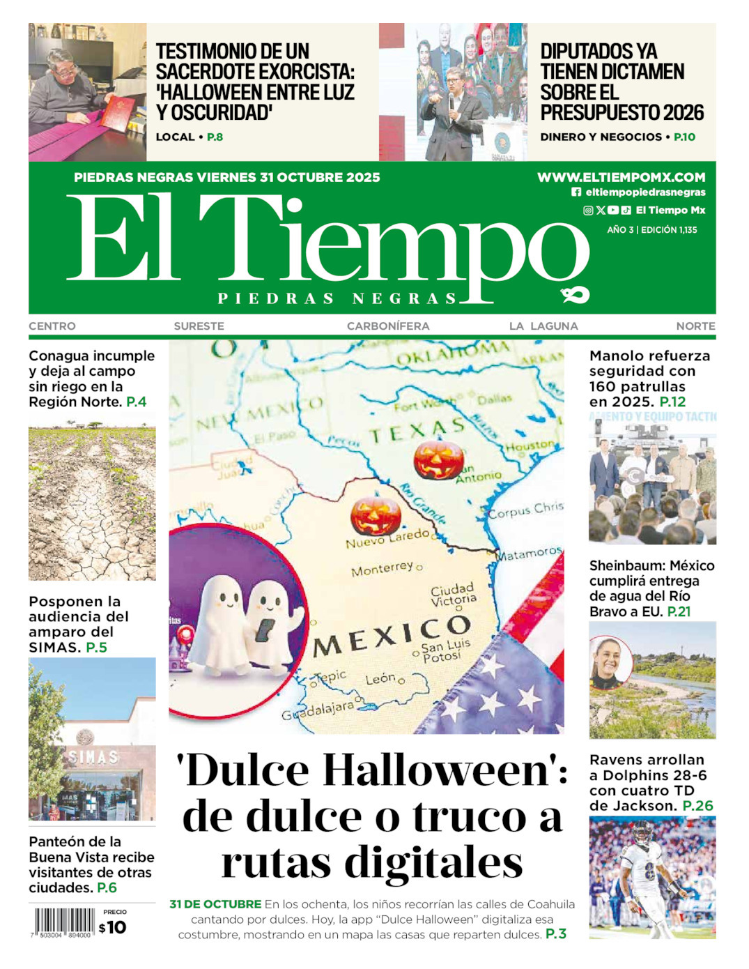 El Tiempo Piedras Negras, edición del viernes 31 de octubre de 2025