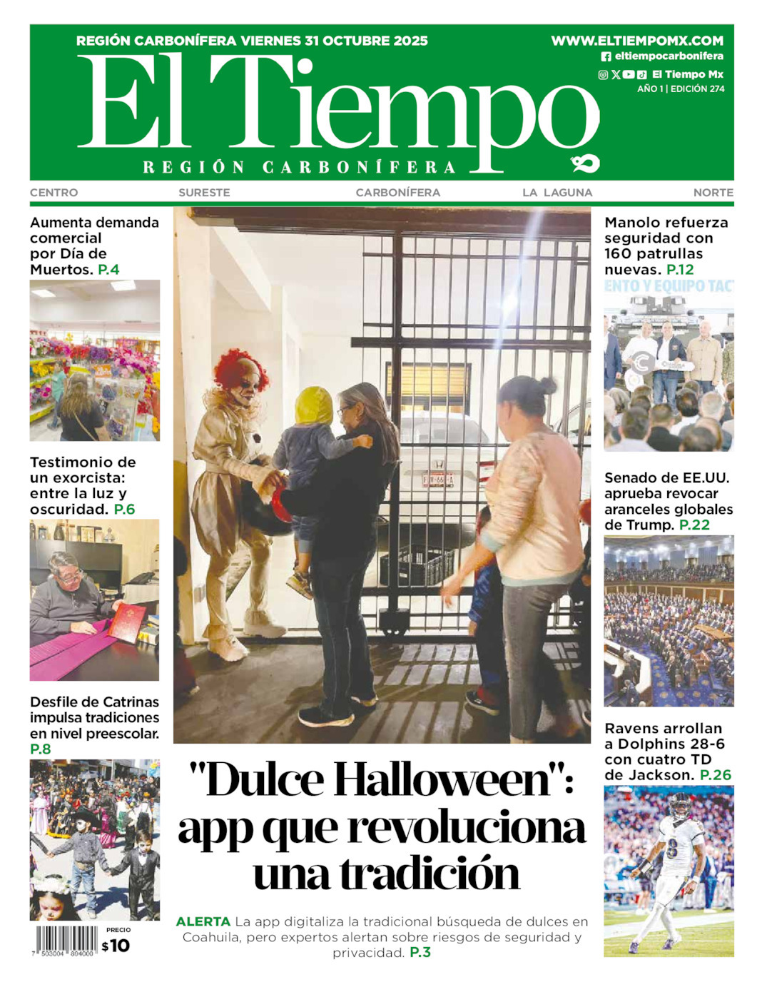 El Tiempo Región Carbonífera, edición del viernes 31 de octubre de 2025
