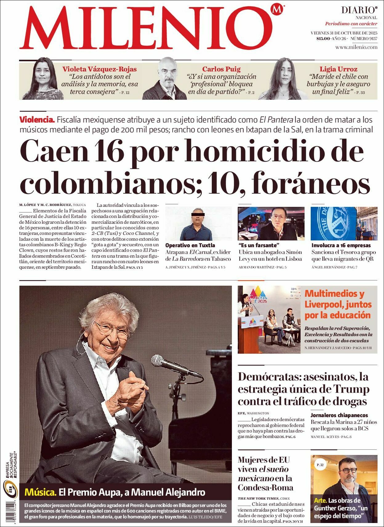 Milenio, edición del viernes 31 de octubre de 2025