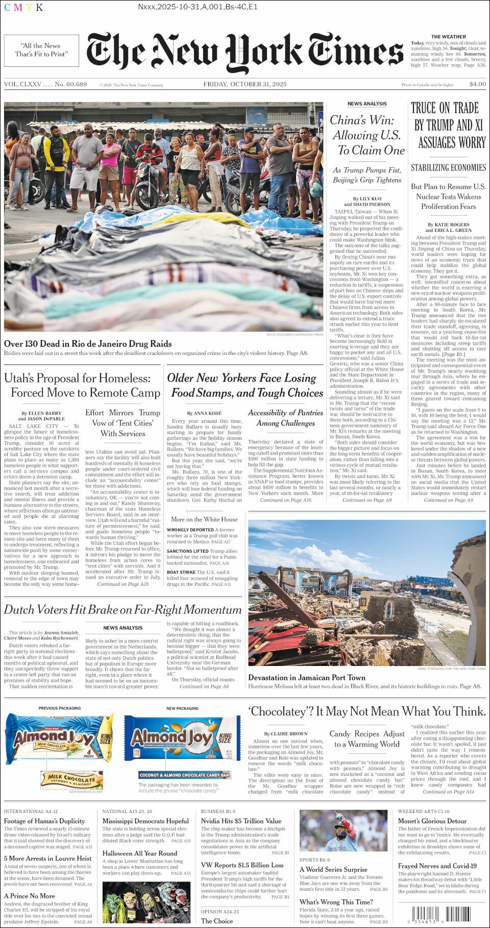 The New York Times, edición del viernes 31 de octubre de 2025