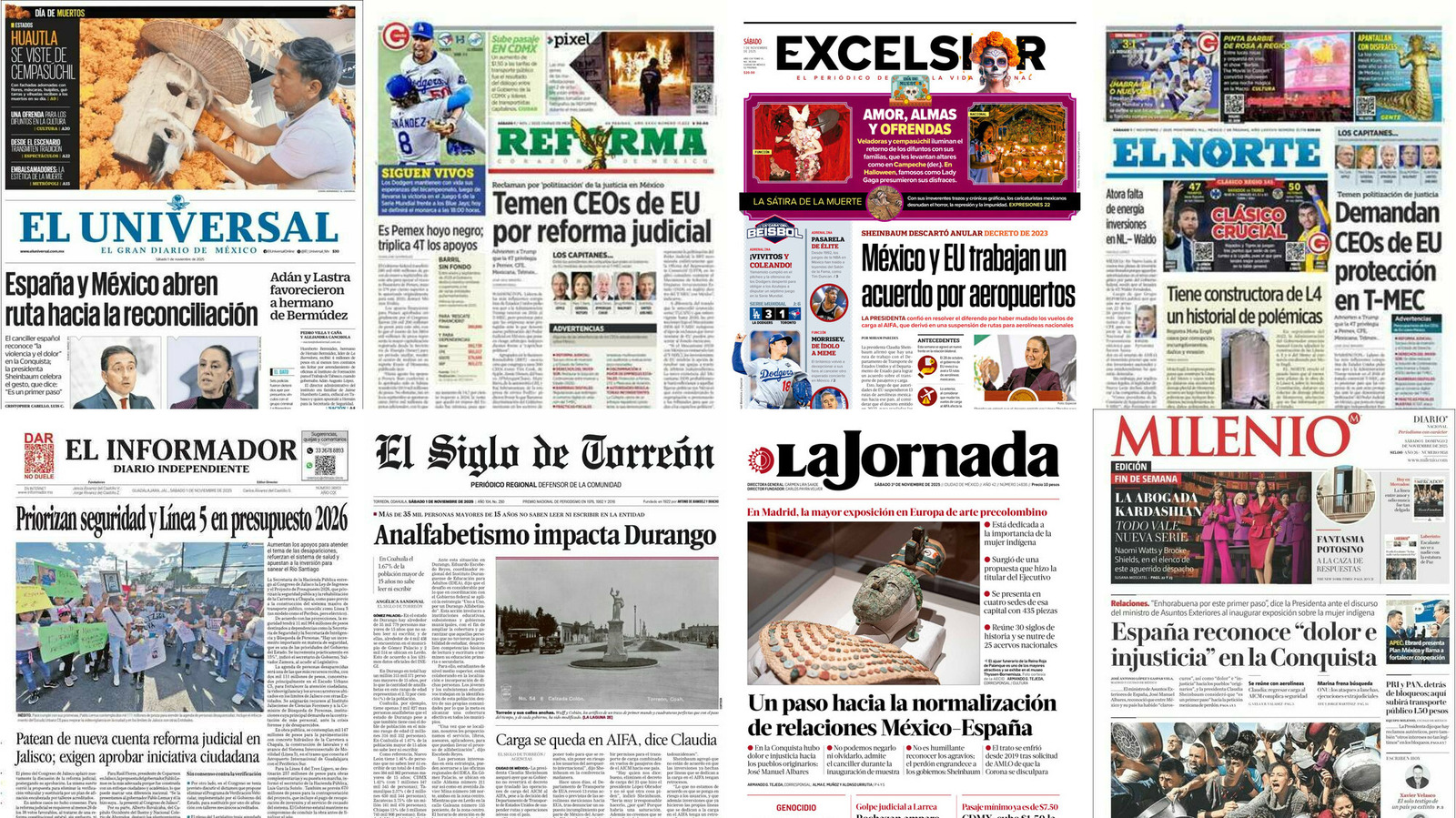 Portadas de periódicos impresos más importantes de México hoy