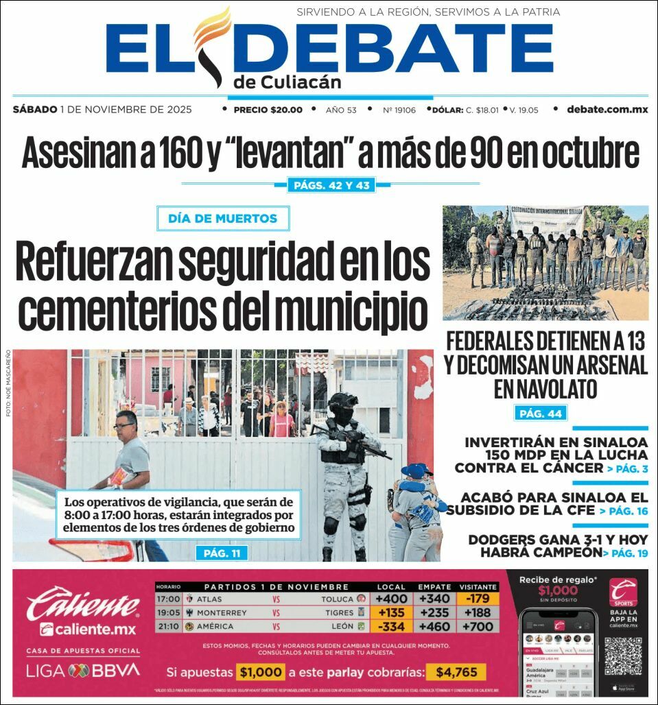 El Debate Culiacán, edición del sábado 01 de noviembre de 2025 El Debate Culiacán, edición del sábado 01 de noviembre de 2025