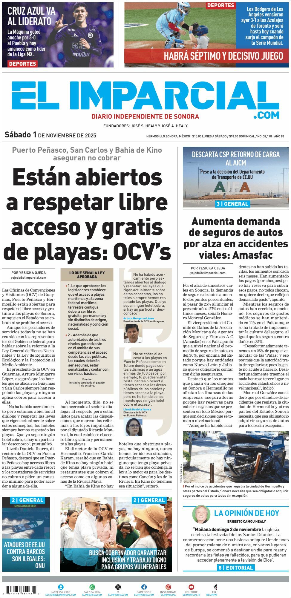 El Imparcial, edición del sábado 01 de noviembre de 2025 El Imparcial, edición del sábado 01 de noviembre de 2025