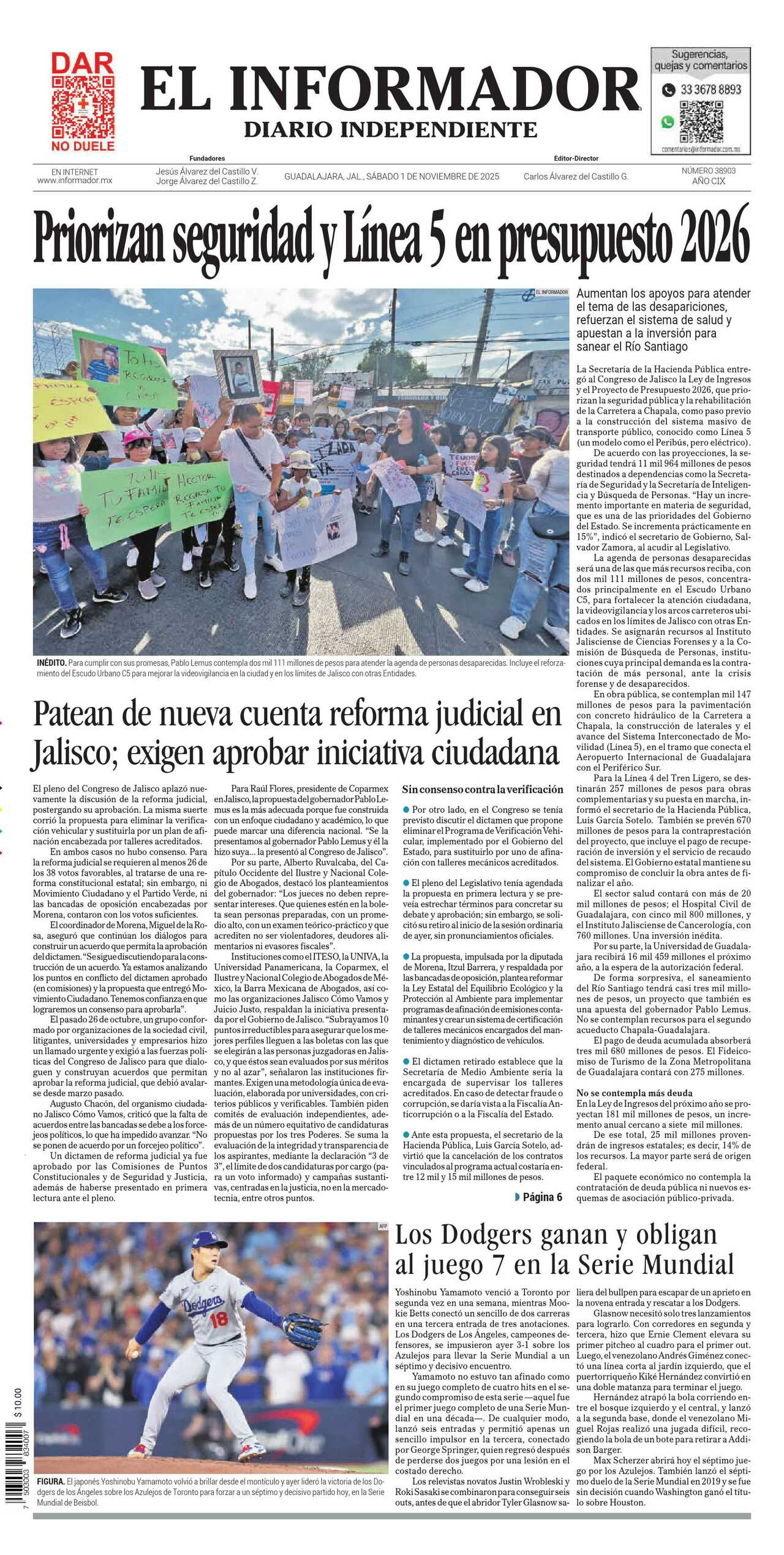 El Informador, edición del sábado 01 de noviembre de 2025 El Informador, edición del sábado 01 de noviembre de 2025