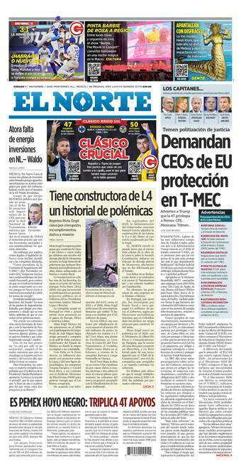 El Norte, edición del sábado 01 de noviembre de 2025 El Norte, edición del sábado 01 de noviembre de 2025