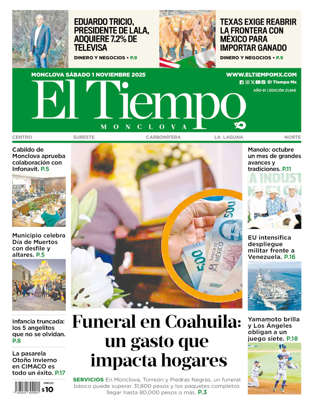 El Tiempo Monclova, edición del sábado 01 de noviembre de 2025 El Tiempo Monclova, edición del sábado 01 de noviembre de 2025