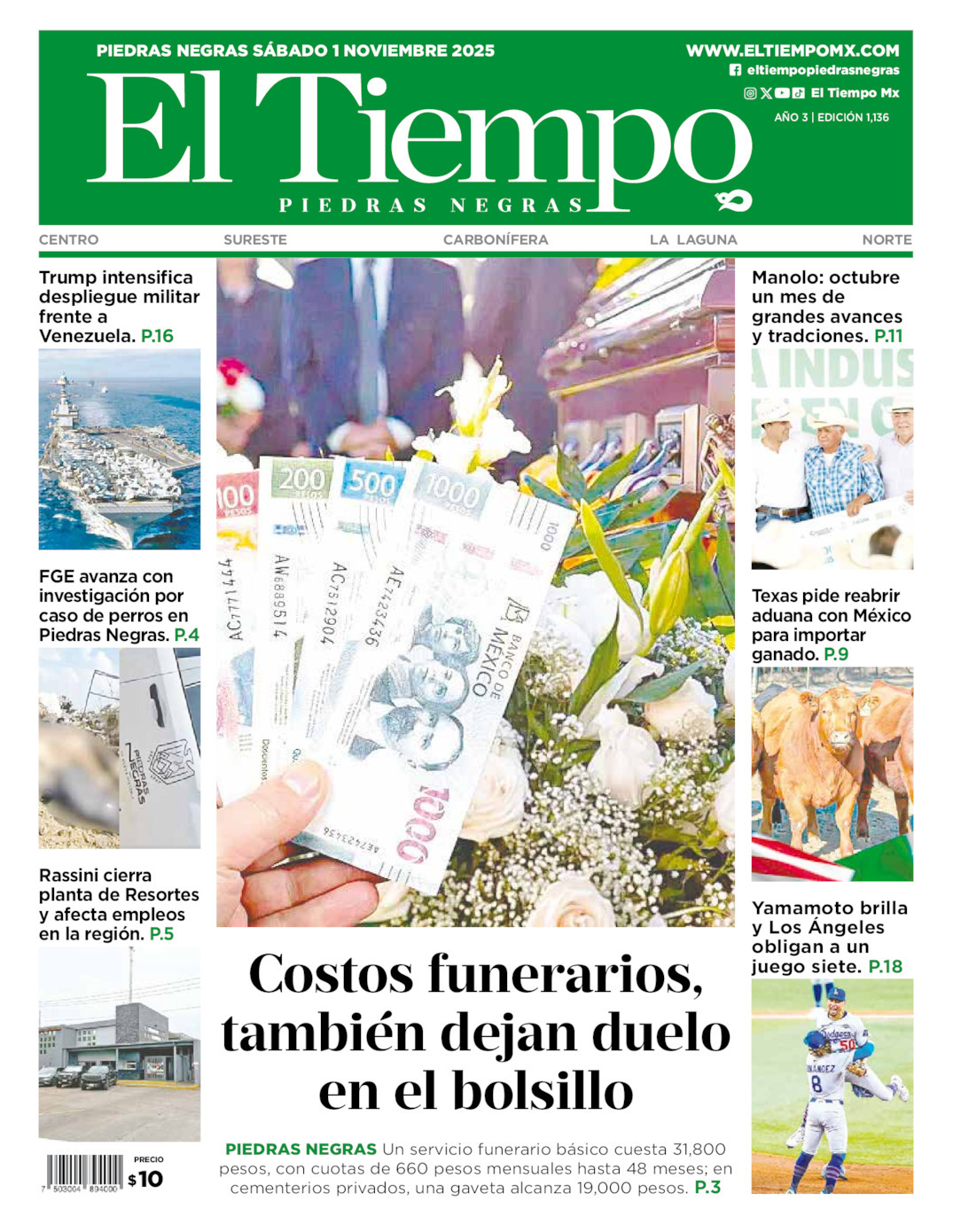El Tiempo Piedras Negras, edición del sábado 01 de noviembre de 2025 El Tiempo Piedras Negras, edición del sábado 01 de noviembre de 2025