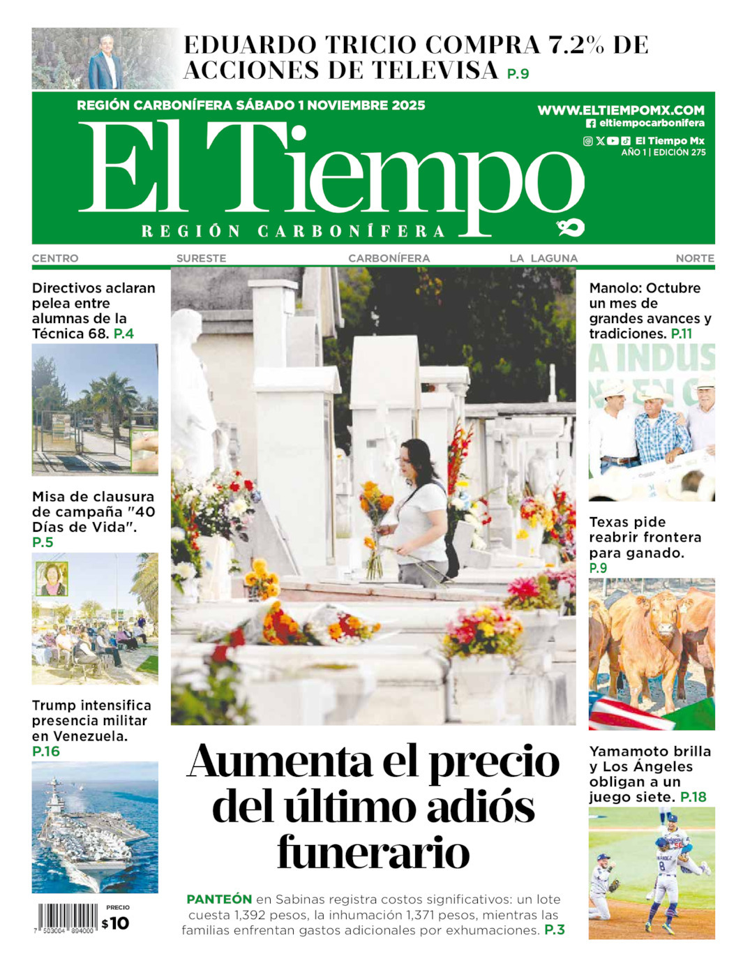 El Tiempo Región Carbonífera, edición del sábado 01 de noviembre de 2025 El Tiempo Región Carbonífera, edición del sábado 01 de noviembre de 2025