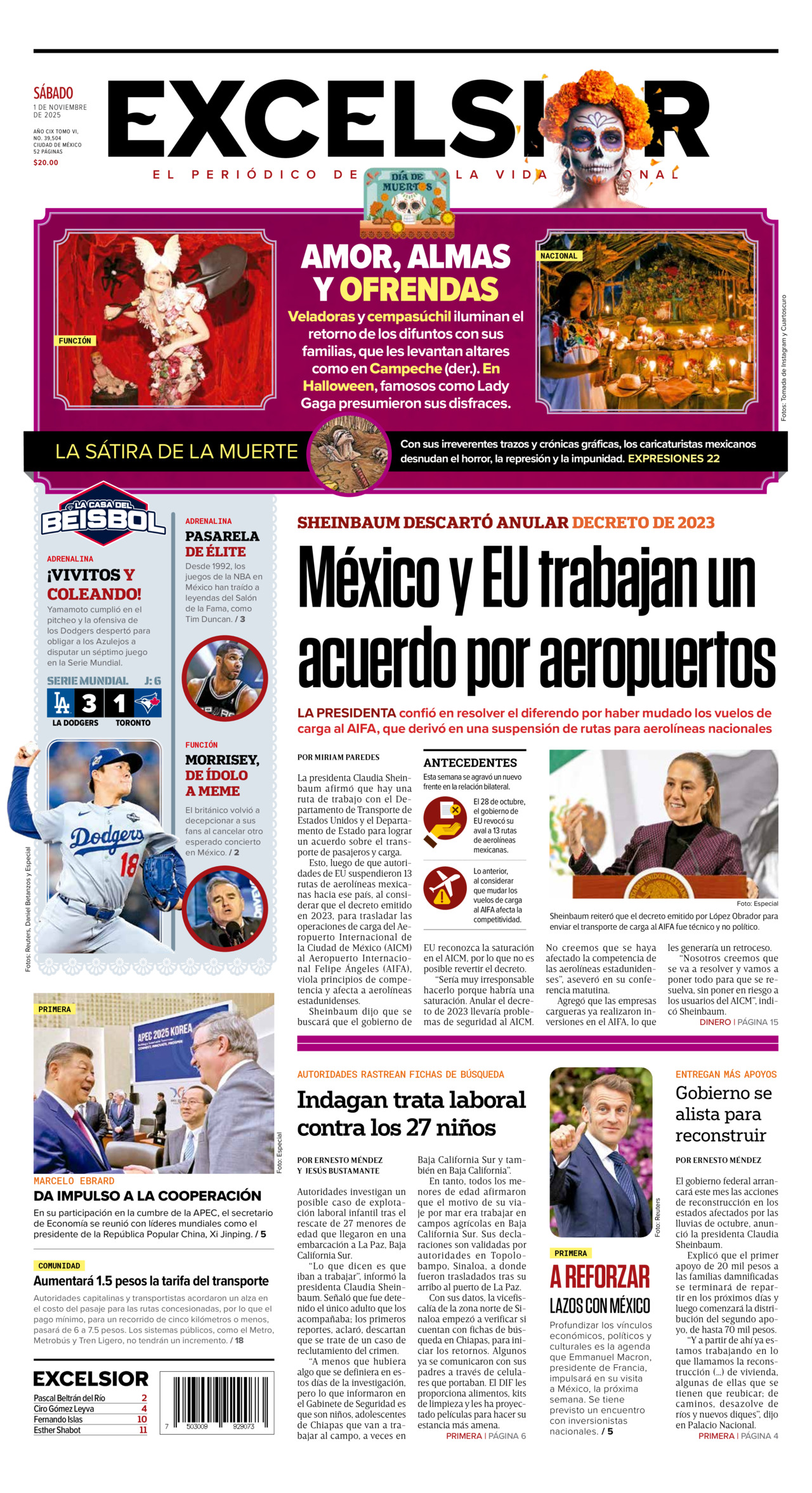 Excelsior, edición del sábado 01 de noviembre de 2025 Excelsior, edición del sábado 01 de noviembre de 2025