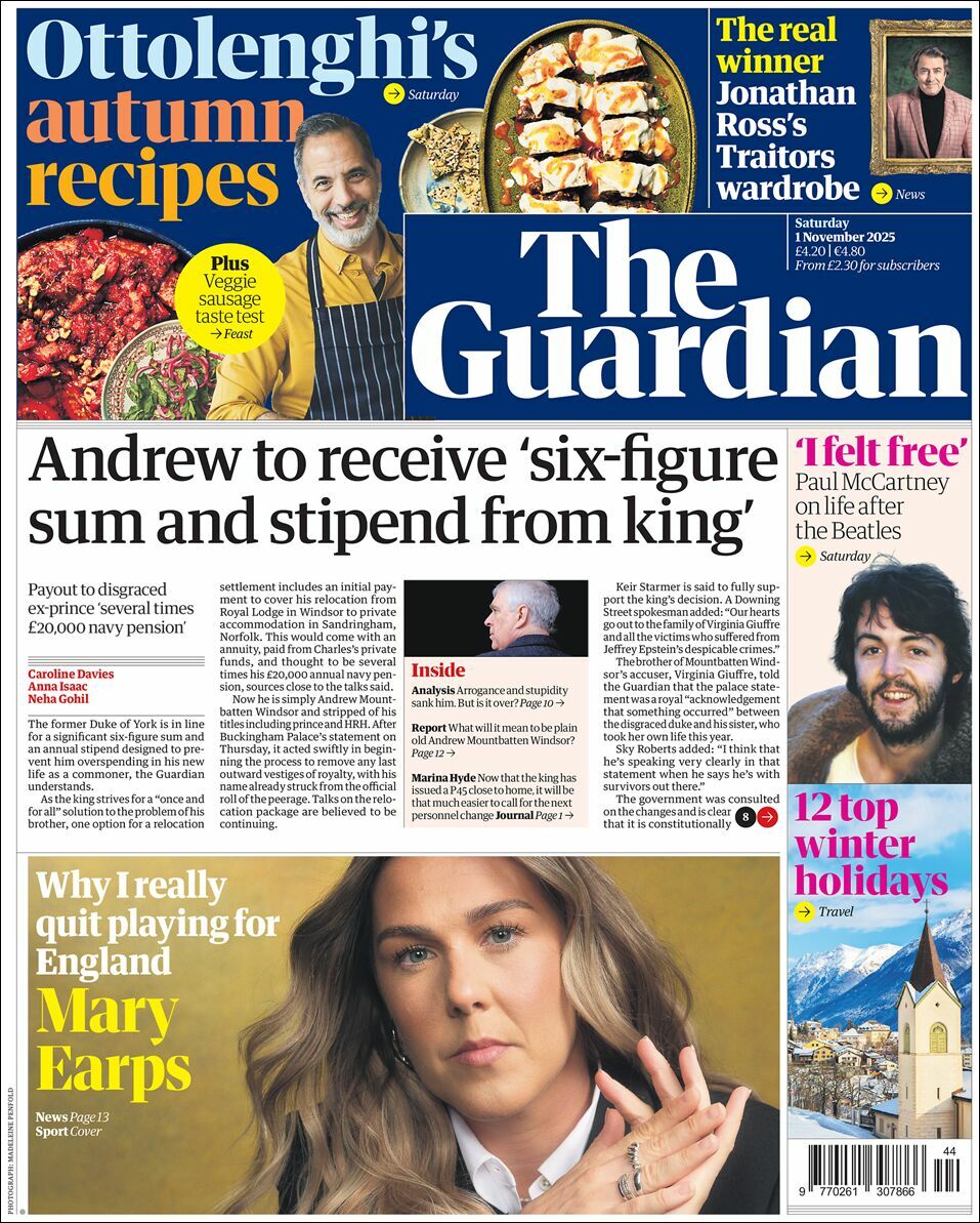 The Guardian, edición del sábado 01 de noviembre de 2025 The Guardian, edición del sábado 01 de noviembre de 2025