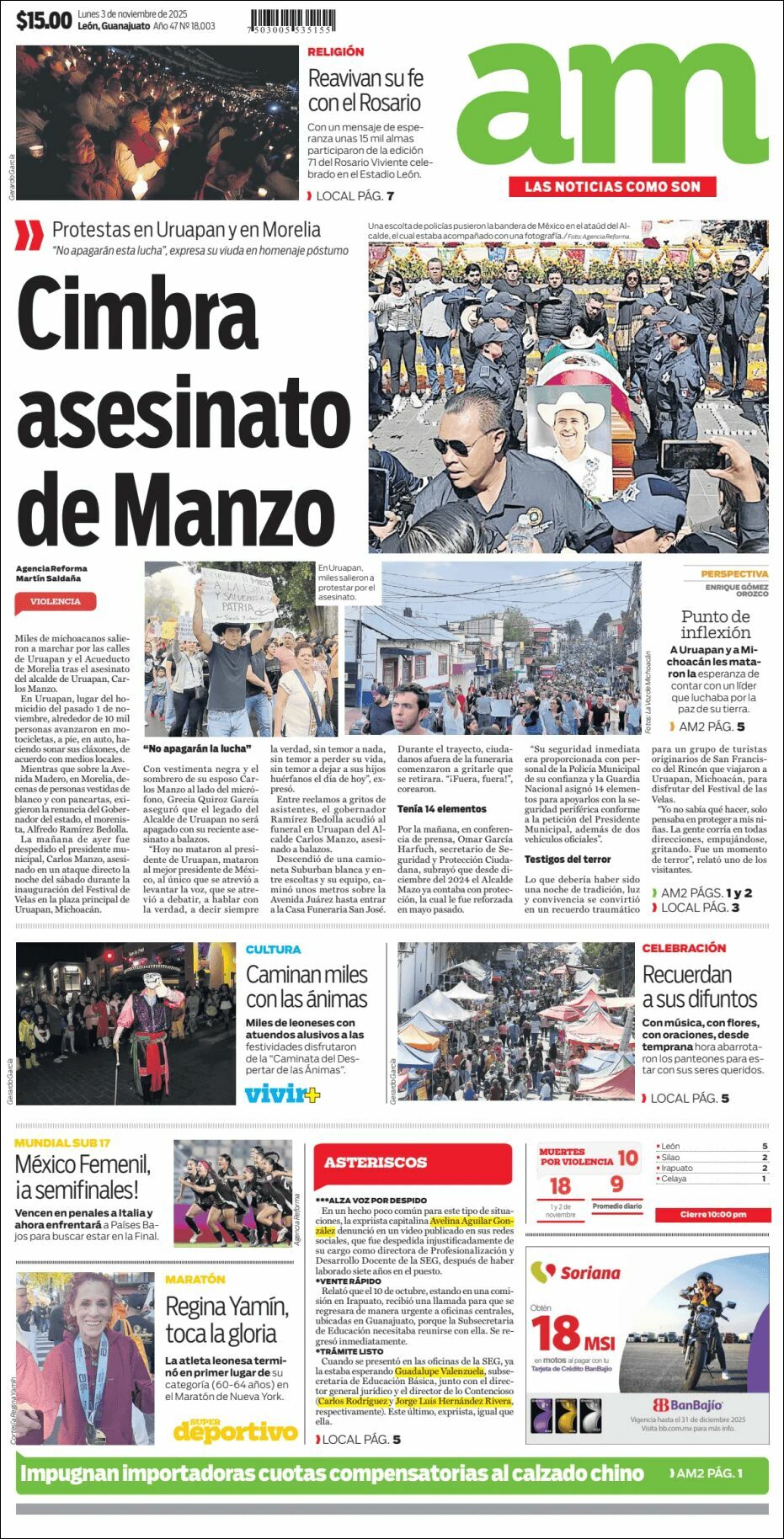 AM de León, edición del lunes 03 de noviembre de 2025