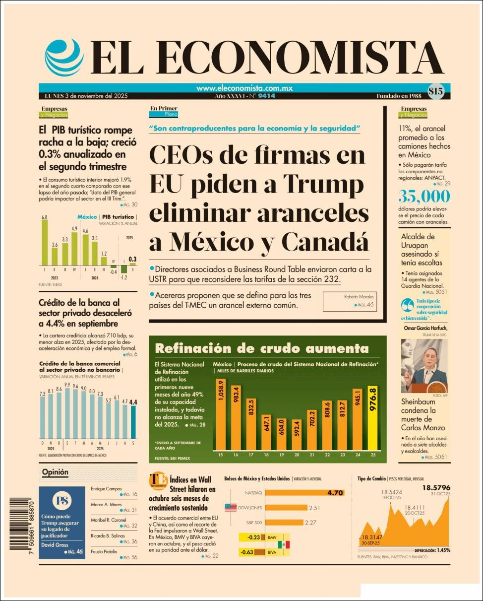 El Economista, edición del lunes 03 de noviembre de 2025