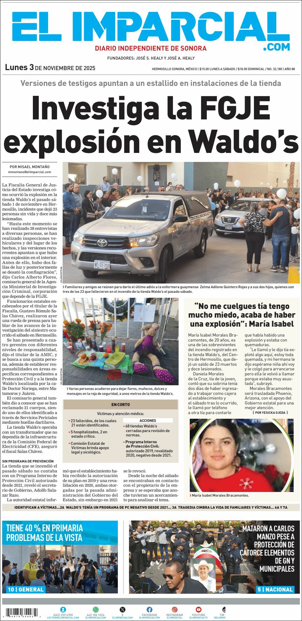 El Imparcial, edición del lunes 03 de noviembre de 2025