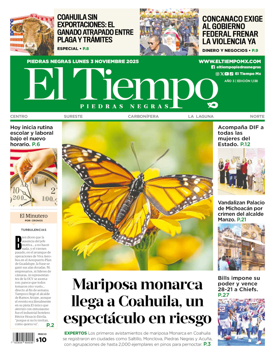 El Tiempo Piedras Negras, edición del lunes 03 de noviembre de 2025