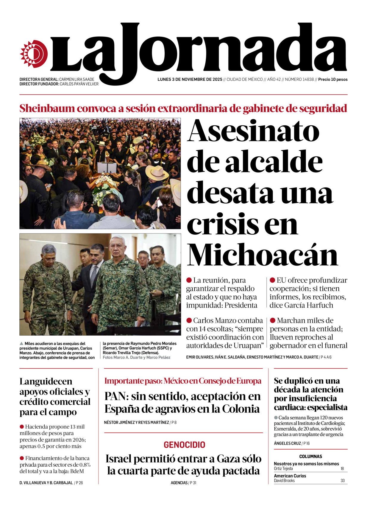 La Jornada, edición del lunes 03 de noviembre de 2025