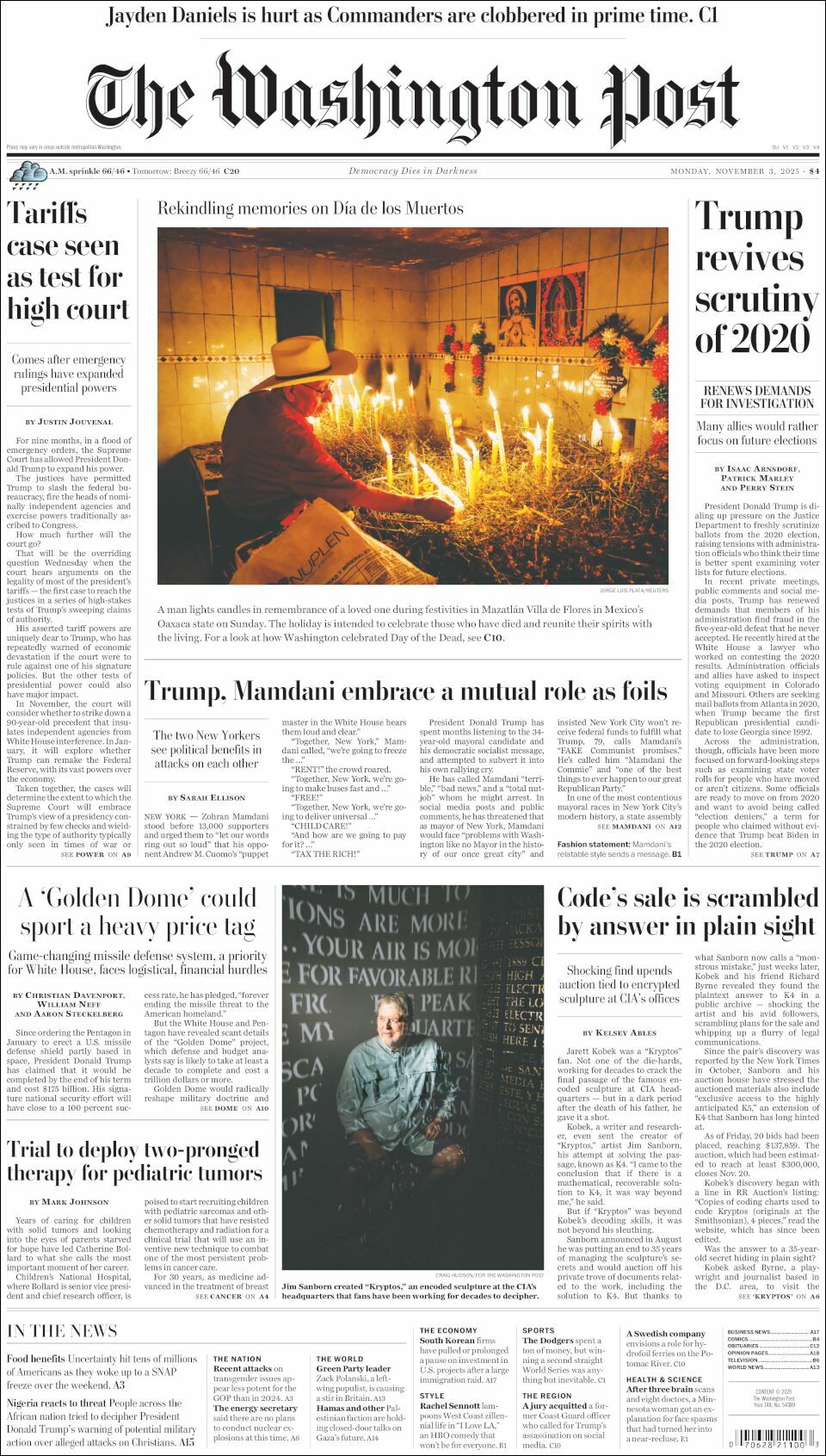 The Washington Post, edición del lunes 03 de noviembre de 2025