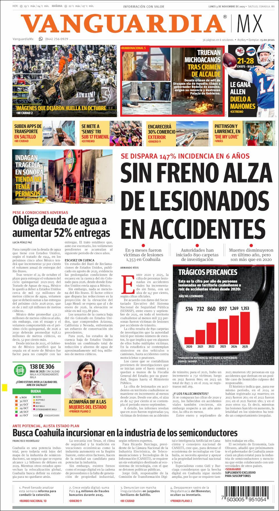 Vanguardia, edición del lunes 03 de noviembre de 2025