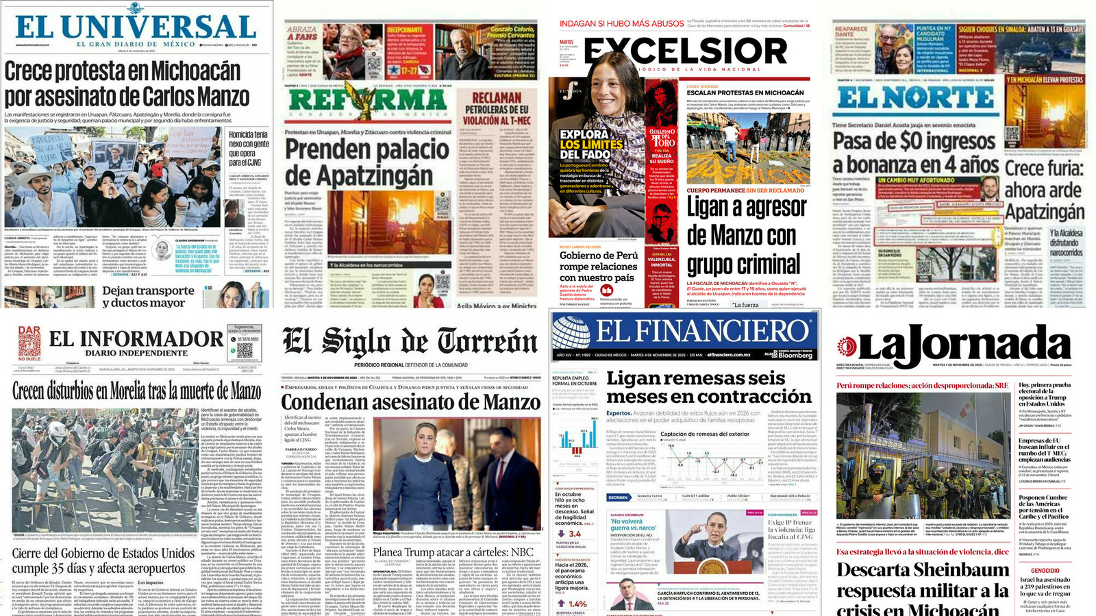 Portadas de periódicos impresos más importantes de México hoy
