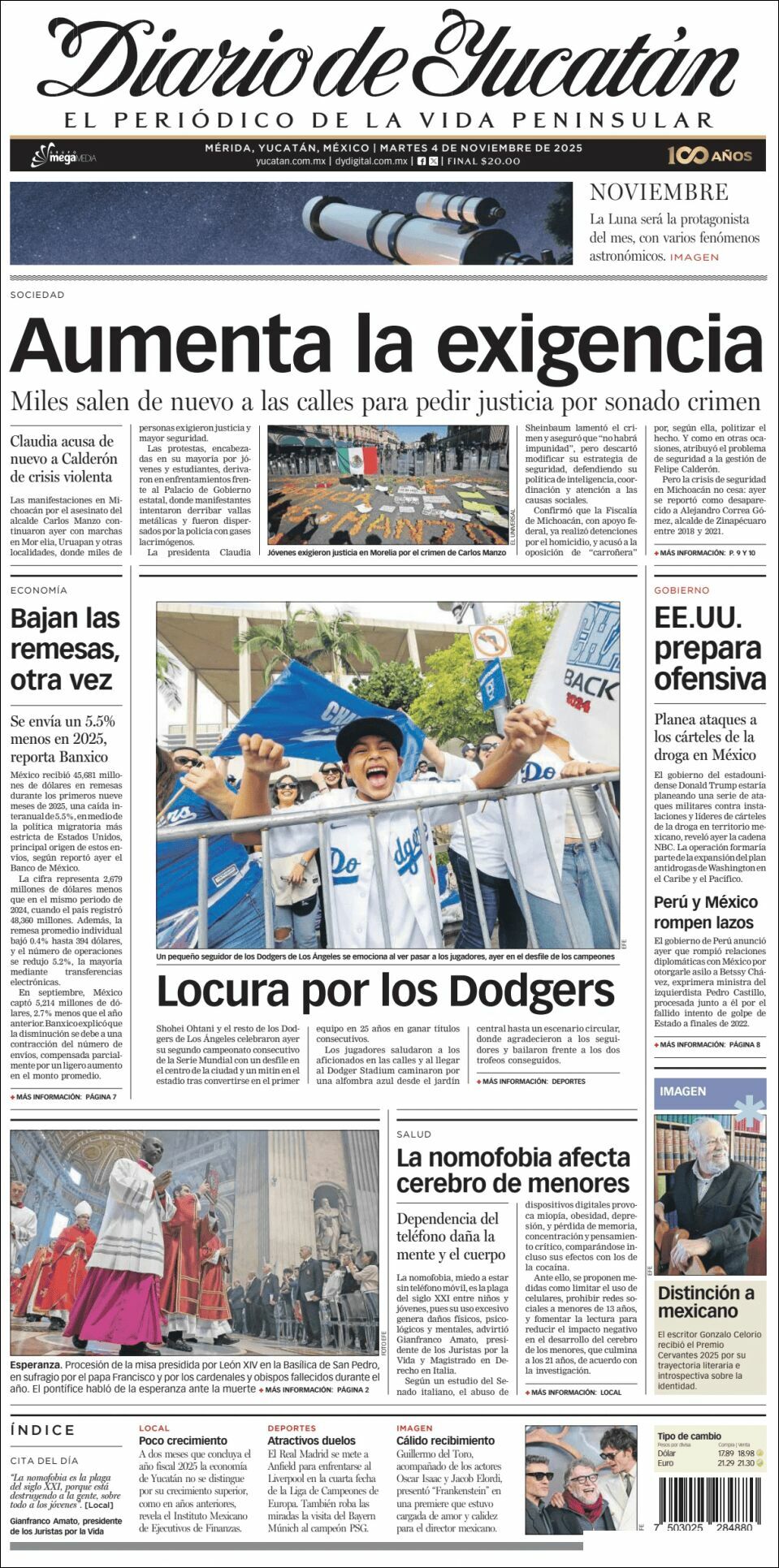El Diario de Yucatán, edición del martes 04 de noviembre de 2025