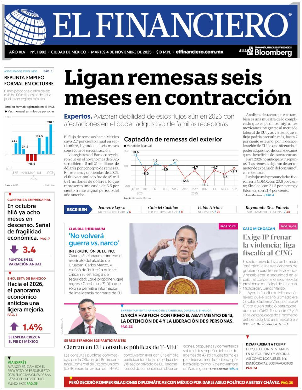 El Financiero, edición del martes 04 de noviembre de 2025