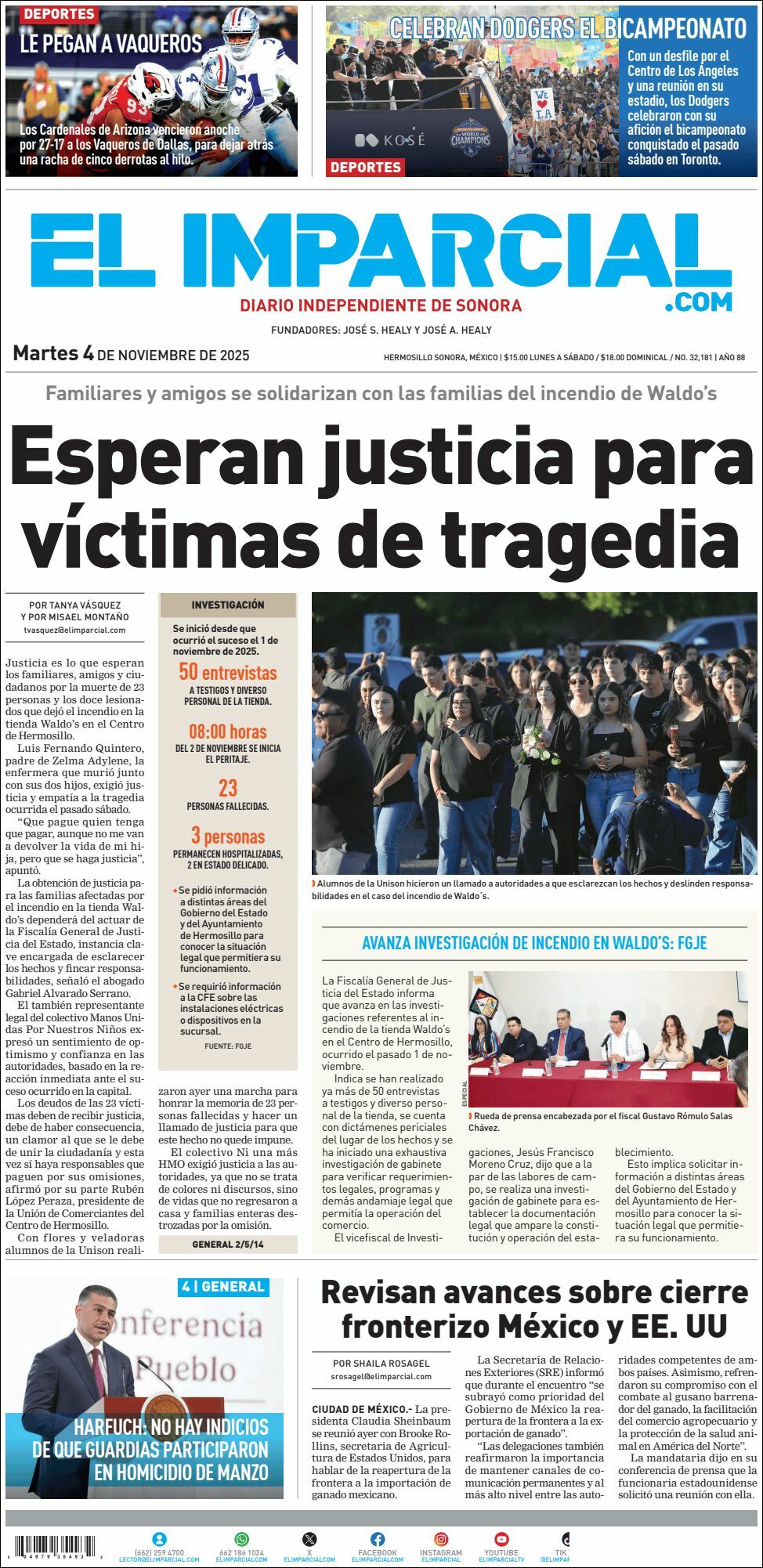 El Imparcial, edición del martes 04 de noviembre de 2025