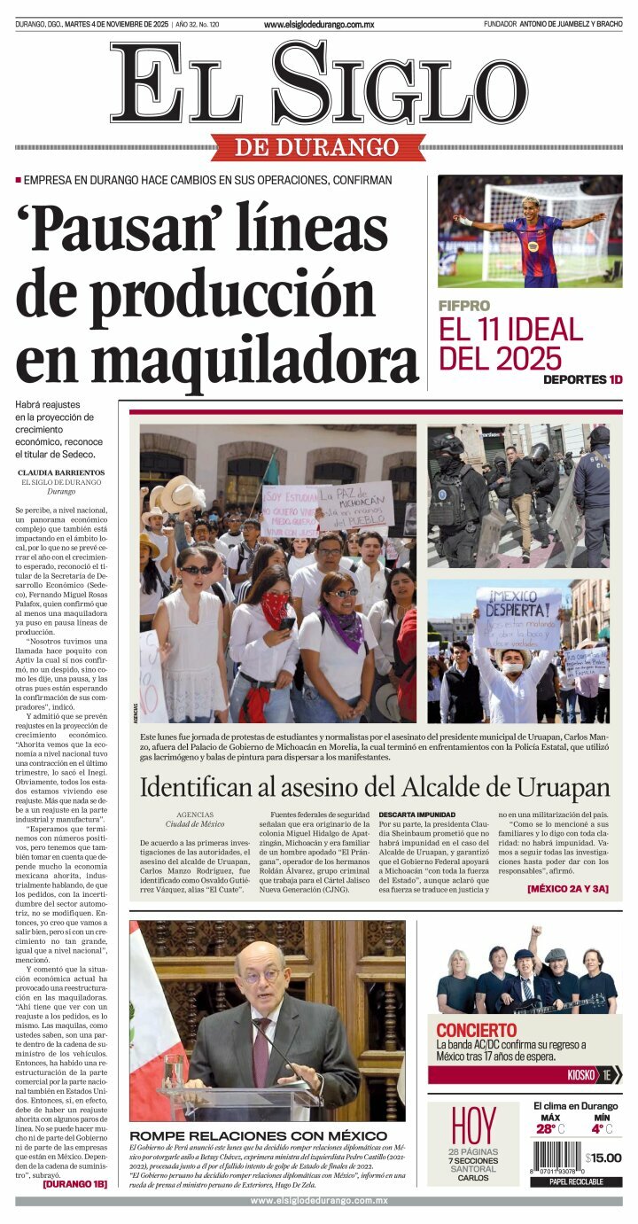 El Siglo de Durango, edición del martes 04 de noviembre de 2025