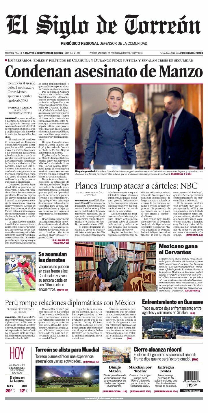 El Siglo de Torreón, edición del martes 04 de noviembre de 2025