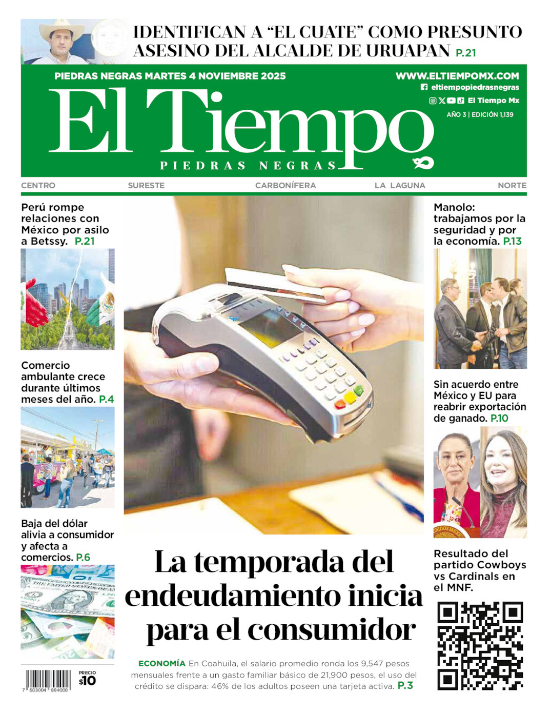 El Tiempo Piedras Negras, edición del martes 04 de noviembre de 2025